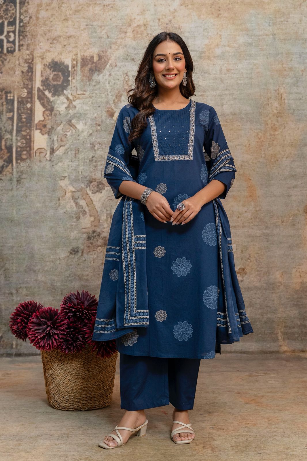 WhatsApp Image 2026-02-03 at 3.17.12 PM (3) 💙Royal Midnight Bloom Suit Set - Image 1